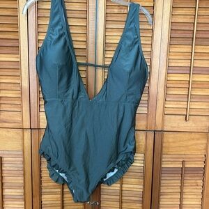 Cupshe Slate Green Low Cut One Piece Swimsuit Sz XXL